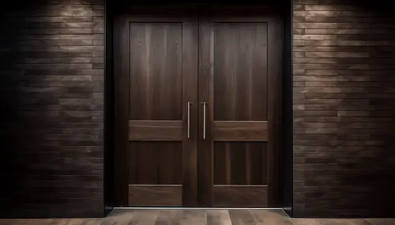 wide plank door design with long handles