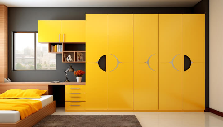A striking interior design for a two-door bedroom cupboard