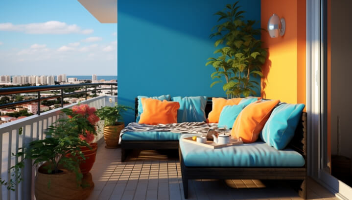 Balcony Design Beautify With Contrasting Color