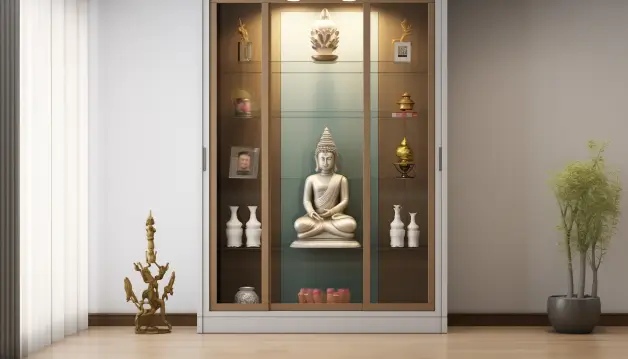 Customised Glass Pooja Cabinet Doors