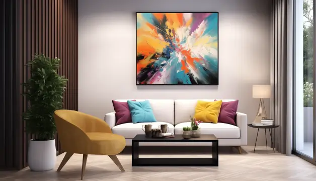 Decorate walls with colourful abstract paintings