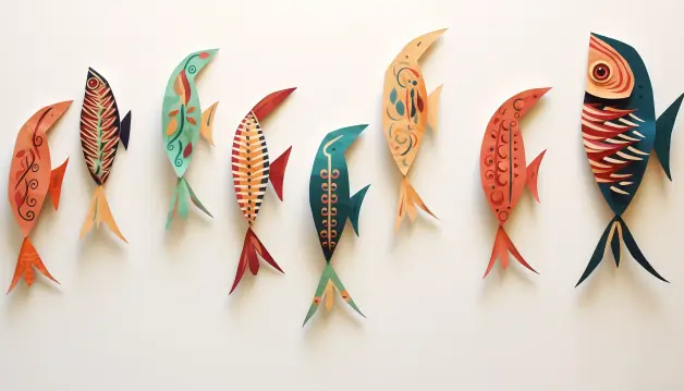 Fish-shaped Wall Hangings with Paper