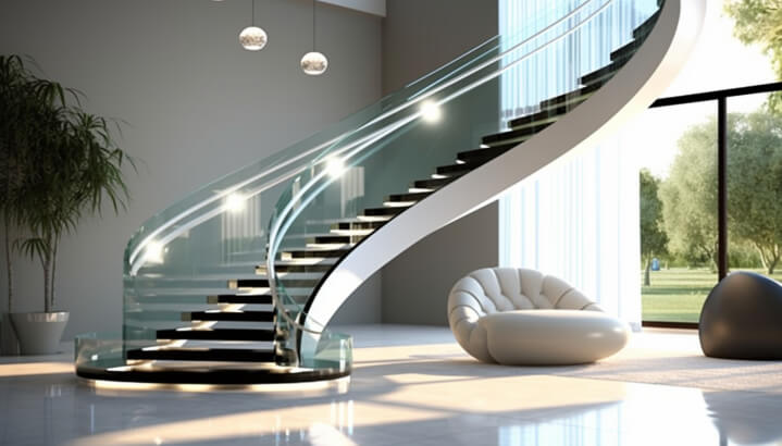 Fusion of two glass stair rails