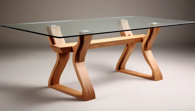 Glass Dining Table With Polished Wood Accents