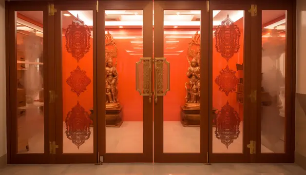 Opaque Glass Pooja Room Doors