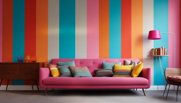 Stripped patterns for multi-coloured walls