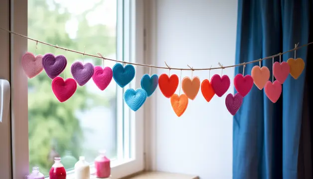 Wall Hanging of Paper Hearts
